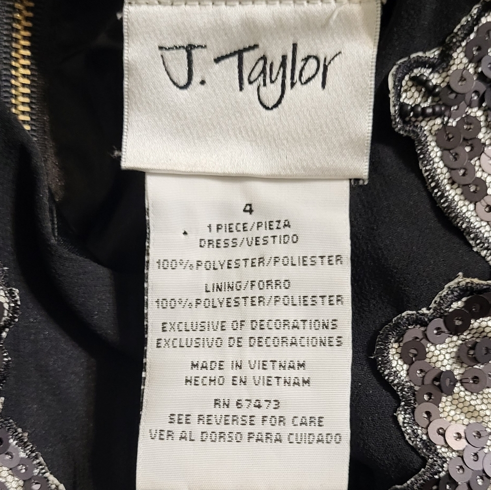 J. Taylor Women's Black NWT Sequins Sleeveless Formal Mini Dress Size 4 (Small) - Picture 4 of 13